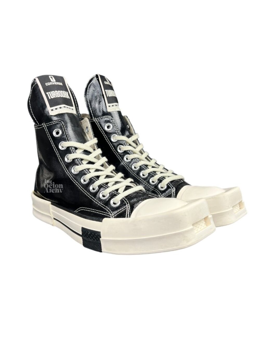 Size 7 Rick Owens x Converse TURBODRK Chuck 70 High 'Black Lacquer' A01291C Used